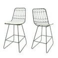 thumbnail image 2 of Modern Counter Stools Set of 2 Geometric Wire Bar Stools with Water Resistant Cushions for Indoor Outdoor Patio Kitchen in Grey Ivory, 2 of 10
