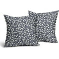 thumbnail image 2 of Navy Blue Beige Daisy Floral Pillow Covers 20X20 Inch Vintage Flowers Decorative Pillow Cases Set of 2 Block Print Cotton Linen Throw Pillows Farmhouse Decor For Sofa Couch Porch Bed Cushion Outdoor, 2 of 6