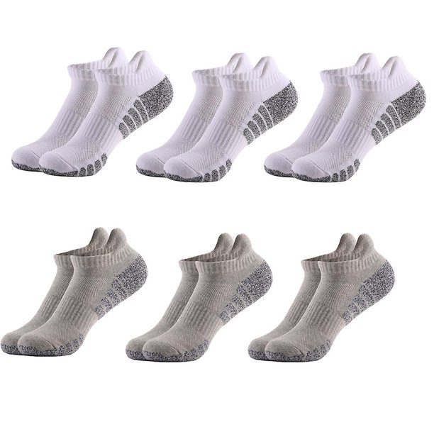 style 1 6 calcetines deportivos antideslizantes, absorbentes del sudor y transpirables, calcetines para correr con parte inferior de toalla de doble espesor, calcetines de algodón