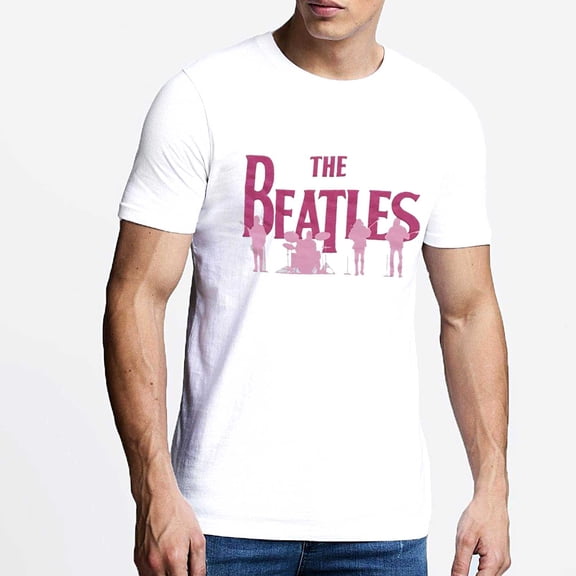 The Beatles Unisex T-Shirt Band Silhouettes (Puff Print) (Small)