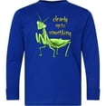 thumbnail image 3 of Inktastic Praying Mantis Clearly Up to Something Long Sleeve Youth T-Shirt, 3 of 5