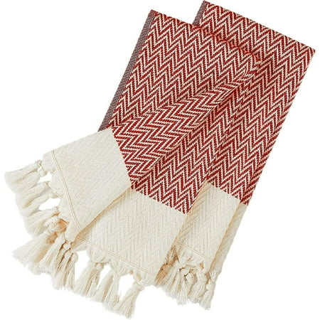 

ho Kitchen Hand Towels Decorive Set of 2 100% Cotton Dish Towel Set for Farmhouse Kitchen Decor(14 x 30 Inches Red)