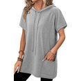 thumbnail image 4 of Sudadera tipo túnica con capucha KISSMODA Summer Tops para mujer, color gris S, 4 of 5