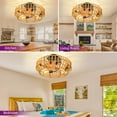 OUTON 18.8" Caged Ceiling Fan with Light Remote Control and Reverse Airflow for Kitchen Bedroom