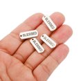 thumbnail image 4 of Word Charm, 30Pcs Mini Word Pendant Charm Bulk Engraved Vintage Metal Instrument Notes Designer Bracelets, BLESSED, 4 of 6