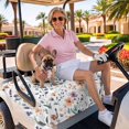 thumbnail image 3 of Golf Cart Seat Covers for 2 Seater,Purple Flower Microfiber Cart Seat Towel Blanket,Retro Country Flower Spring Leaf Botanical Absorbent NonSlip Bench Seats Protector for Golf Course 51"x31", 3 of 9