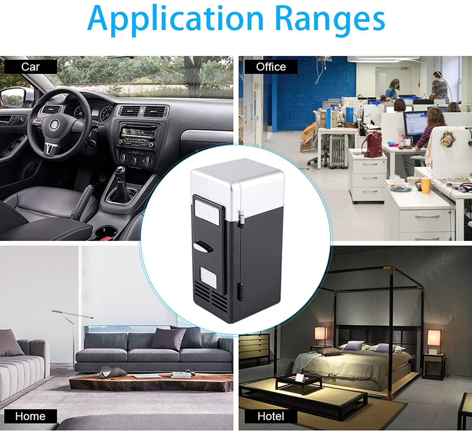LED  USB Refrigerator Portable Cooler &  for Car Office Home Black