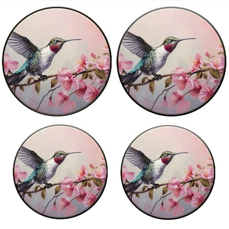 

BaHomeck Electric Stove Burner Covers Set of 4 Round Metal Gas Stove Burner Covers 8 Inch and 10 Inch Kitchen Decor Beautiful Hummingbird Perched On Cherry Blossom Branch