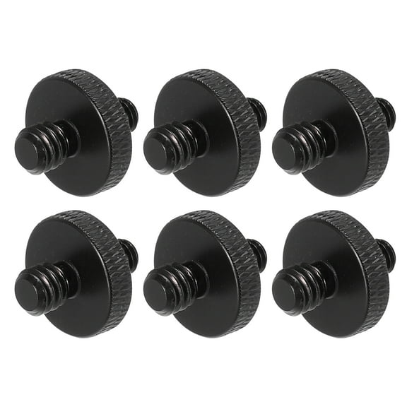 Uxcell 6Pcs Mic Stand Adapter 1/4 Male to M5 Male Double Sides Camera Screw Aluminum Alloy Microphone Tripod Stand Black