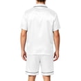 thumbnail image 4 of CCRFTGI Mens Pajama Set Short Sleeve Sleepwear for Men Cooling Summer Pjs Satin Silk Lightweight Soft Pijama with Pockets White XL, 4 of 4