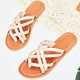 thumbnail image 4 of Ataiwee Women's Flat Slide Sandals - Casual Comfort Braided Multiple Cross Pinstripe Flat Summer Sandals., 4 of 6