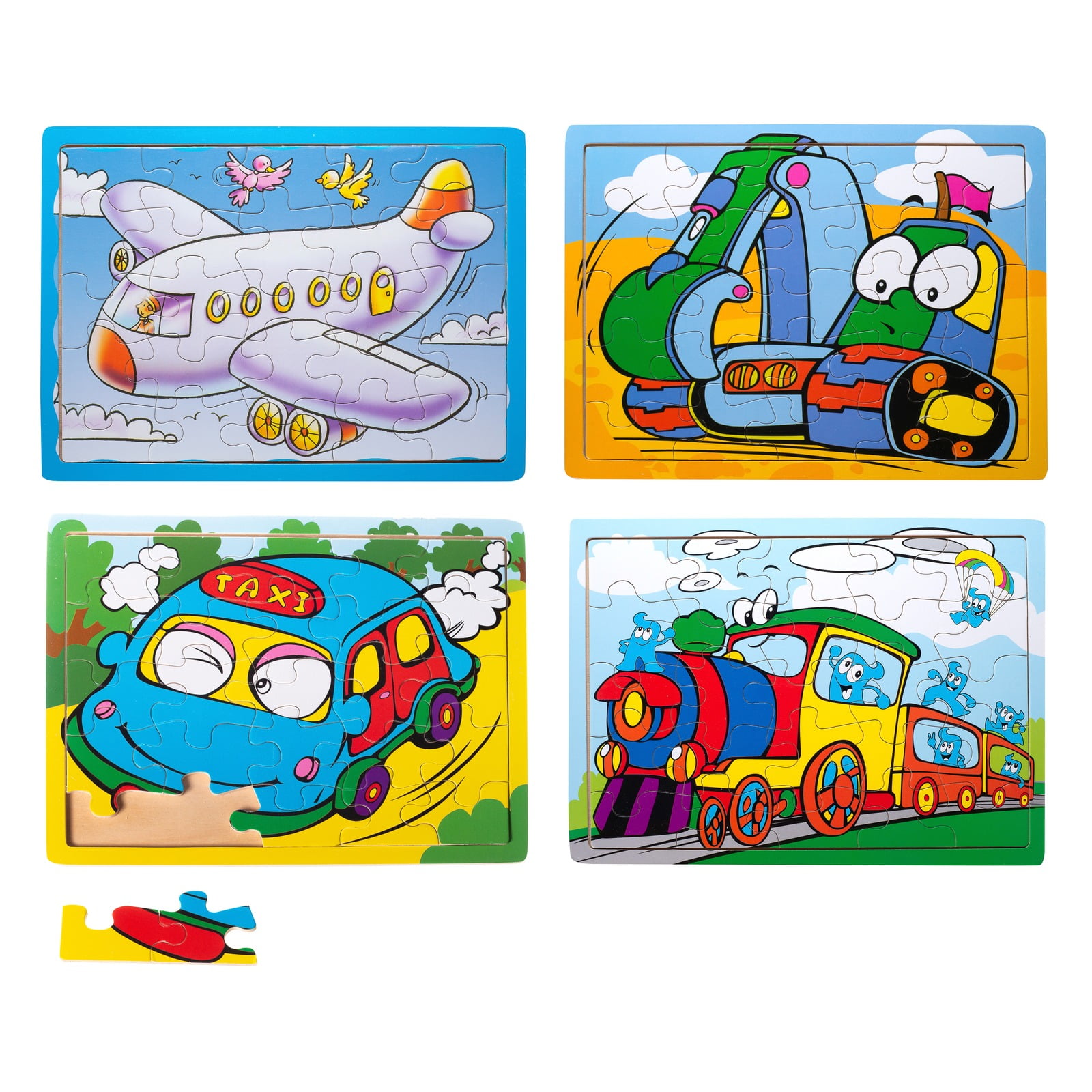 Eliiti Wooden Vehicles Jigsaw Puzzles Set for Boys Kids 3 ...