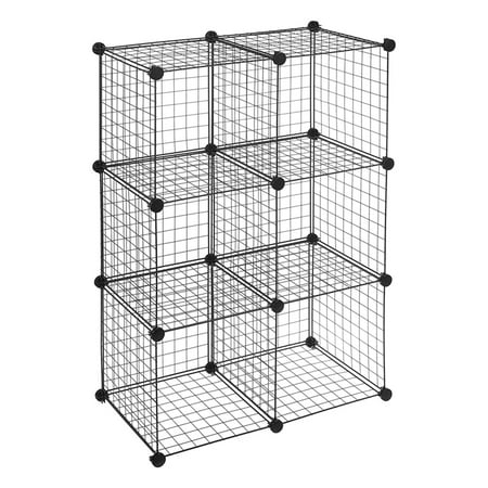 AUGIENB 4 Cube Storage Metal Wire Cube Organizer Cubes DIY Storage Shelves Closet Grids Wire Cubes Stackable Storage Bins Modular...