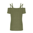 thumbnail image 6 of Wenyuyu Womens Cold Shoulder Tops Summer Solid Cut Out T-Shirts Double Straps Short Sleeve Going Out Blouses Green M, 6 of 6