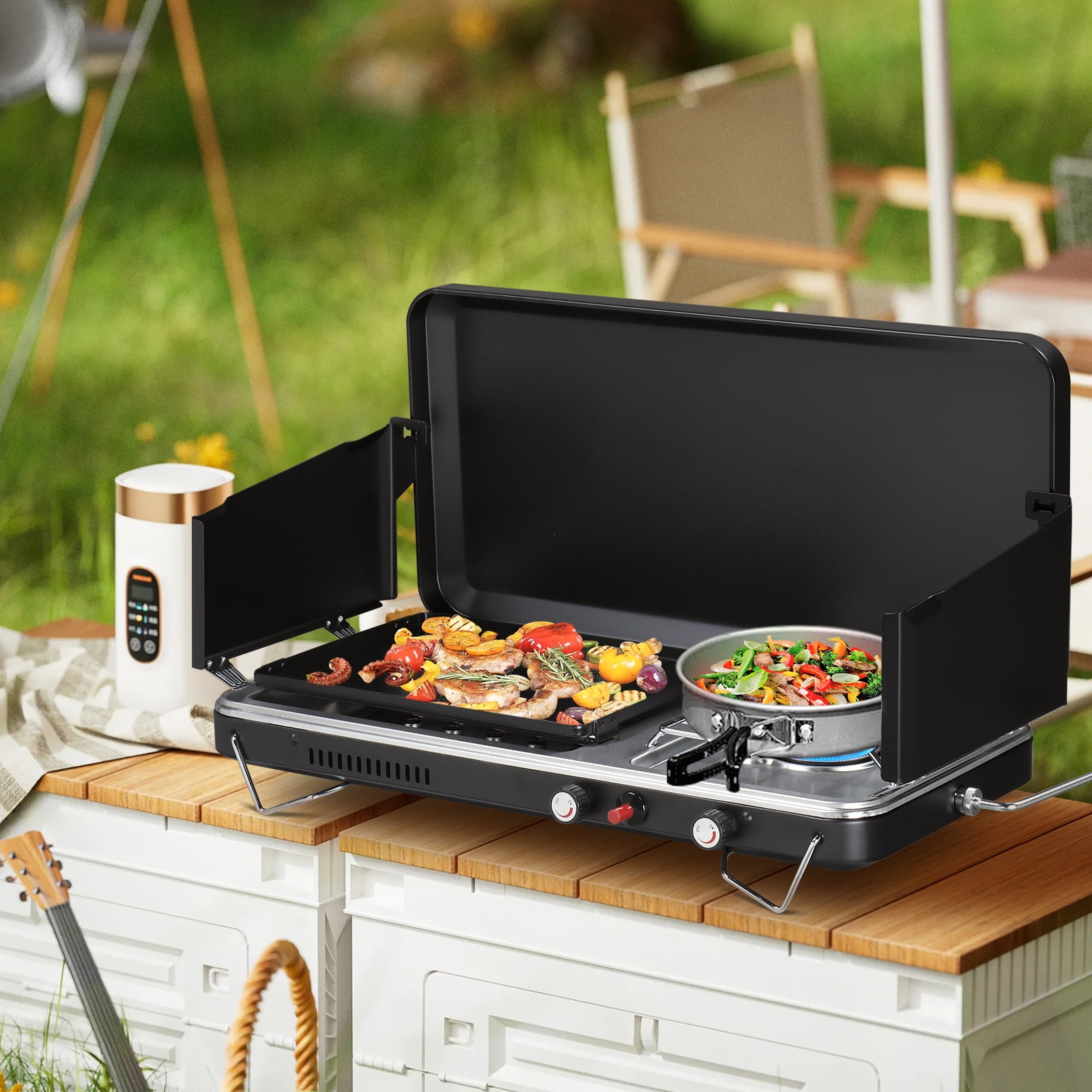 Ktaxon Portable 2 Burner Propane Camping Stove with Griddle