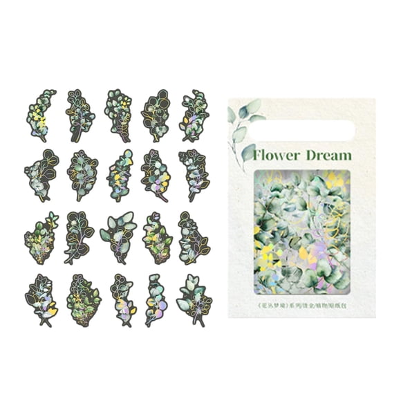 Juego de 40 pegatinas de plantas para álbumes de recortes, planificadores, diarios y tarjetas. CorazónHoja De Eucalipto