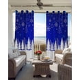 thumbnail image 3 of Blue Christmas Snowflakes Blackout Curtains for Bedroom, Thermal Insulated Window Treatment, Xmas Balls Winter Pine Tree Grommet Top Blackout Draperies and Drapes for Basement 27.5"x39" 2 Panels, 3 of 8