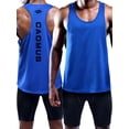 thumbnail image 4 of Cadmus Men's Dry Fit Y-Back Muscle Gym Workout Tank Top,Blue,Red,Yellow,3 pack,Small, 4 of 8