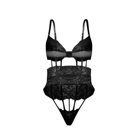 

B91xZ Lingerie For Women Sexy Women Deep V-sleeve Suit Underwear Bodysuit Fashion Racy Holiday Lingerie for Women plus Size Black L