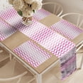 thumbnail image 2 of Ambesonne Pale Pink Table Runner & Placemats, Twisted Parallel Lines, Placemat 4 pcs + Runner 12"x72", Magenta White, 2 of 2