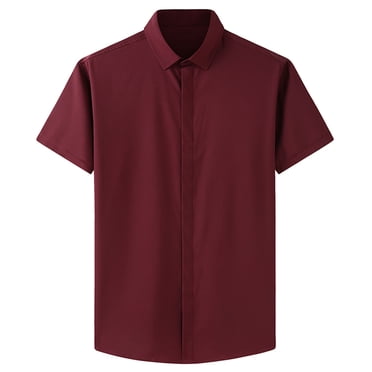 T-Shirt for Men Button Down Shirts Casual Short Sleeve Solid Color Tees, 3XL