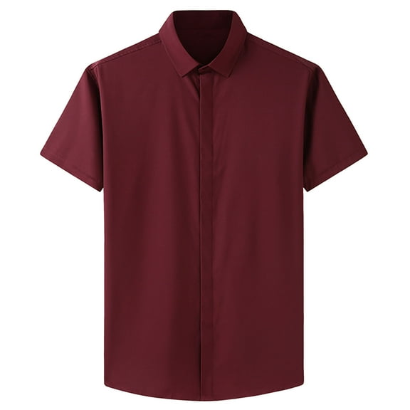 T-Shirt for Men Button Down Shirts Casual Short Sleeve Solid Color Tees, 3XL