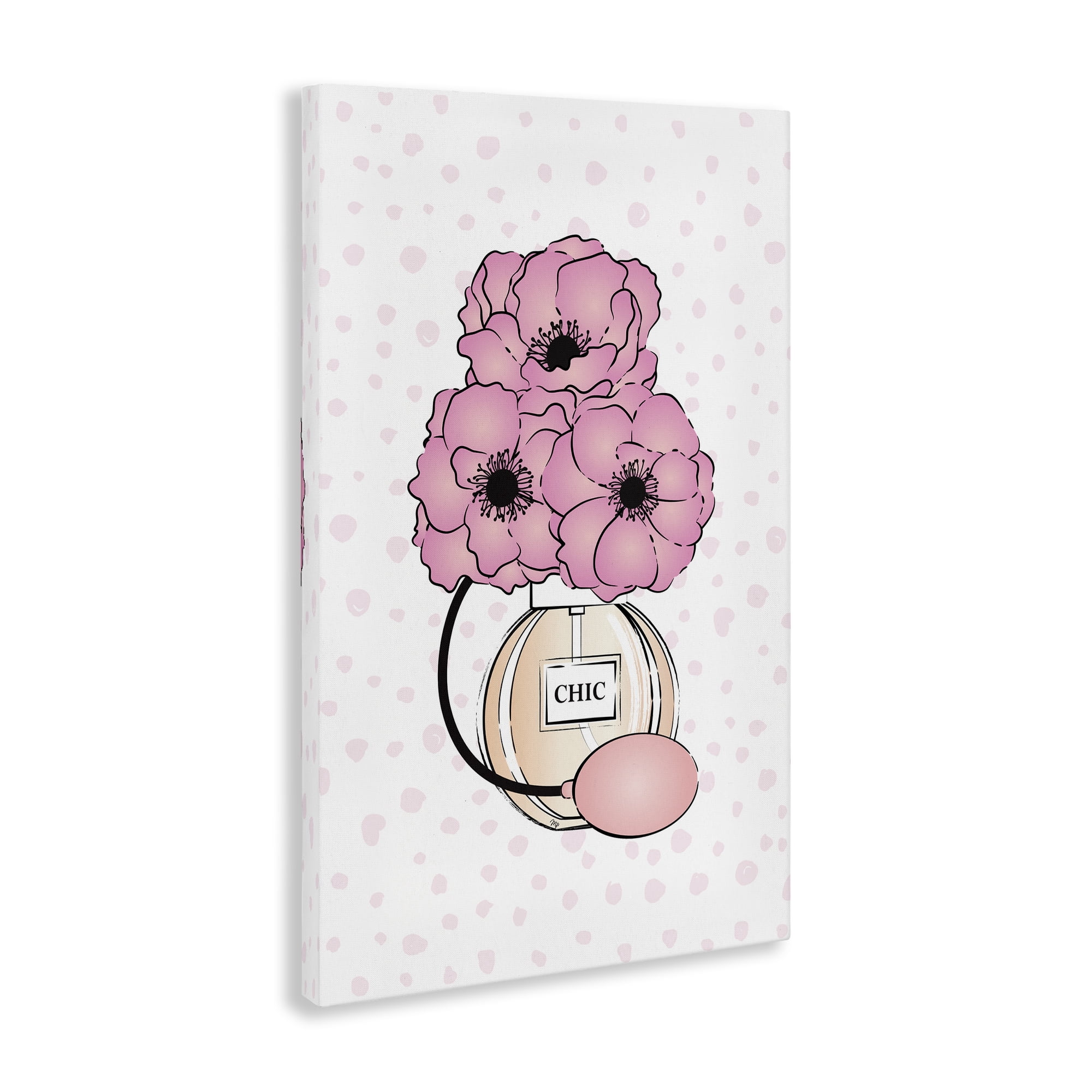 Stupell Industries Pink Florals in Perfume Botanical & Floral Painting Gallery Wrapped Canvas Art Print Wall Art, 16 x 24