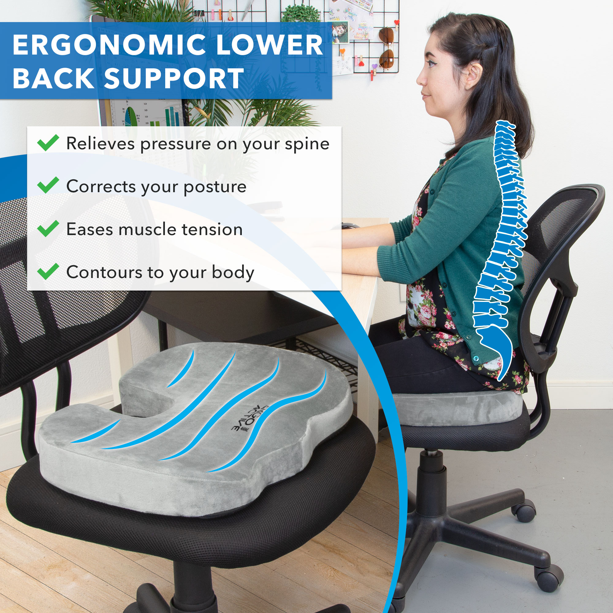 Mount-It Ergoactive Gel Cooling Seat Cushion With Memory Foam