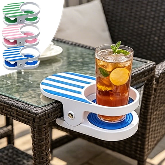Gcvizuso Clip on Drink Holder, Universal Cup Holder Clip for Beach Chair, Desk Side Clamps, Table, Pool, Lounge & Cruise, Portable Adjustable Clamp for Soda, Coffee, Water & Beverage Mug