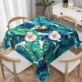 thumbnail image 2 of Summer Tropical Tablecloth 52x52 Inch Square Navy Blue Green Hawaiian Palm Leaf Table Cloth Table Cover Polyester Washable Wrinkle Resistant for Kitchen Dining Holiday Party Dining, 2 of 6