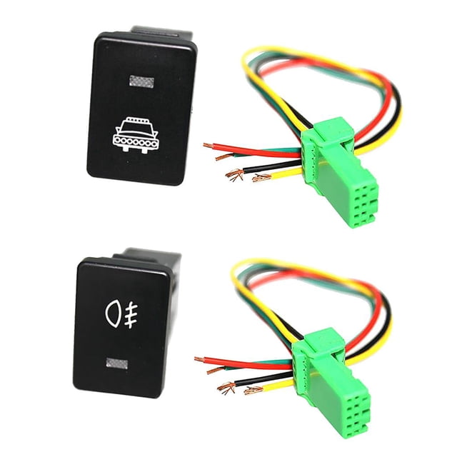 Interruptor De Presión De 2 Piezas Con Kit De Cable Conector Para - Luz Antiniebla Y Símbolo De Hedlight, Luz Indicadora Blanca Baoblaze Pulsador