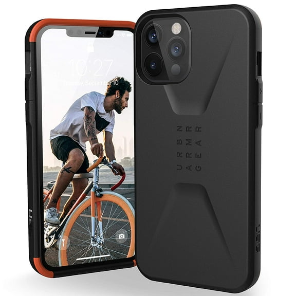 UAG iPhone 12 Pro Max Case [6.7-inch screen] Sleek Ultra-Thin Shock-Absorbent Civilian Protective Cover, Black