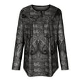 thumbnail image 7 of Fall Savings Clearance Deals ! BVnarty Women's Top Lightweight Floral Printed Pullover Blouse Tunic Top For Leggings Long Sleeve Comfy Trendy Casual Loose Tummy Hiding Henley Neck Black XL, 7 of 7