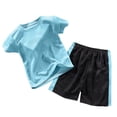 thumbnail image 2 of Bovxnpu Girls Boys Outfits Set Kids Sports Suits Set Crew Neck Short Sleeve Athletic Top Mesh Fabric Shorts Casual Outdoor Sports 2 Piece Set, 2 of 7