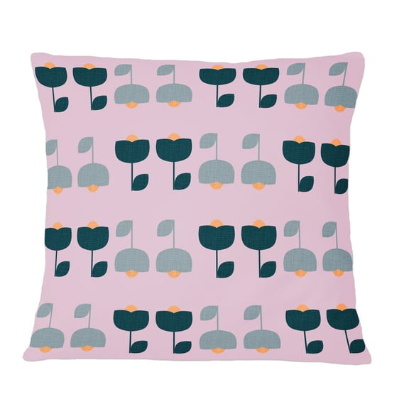 Designart Retro Floral Pattern XIII' Mid-Century Modern Throw Pillow - 12x20