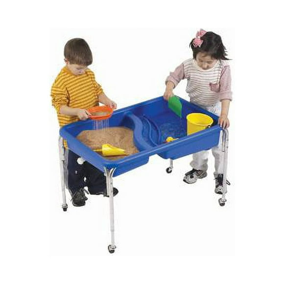 Children's Factory 18" Sm. Neptune Double-Basin Table, Daycare/Homeschool/Playroom/Classroom Sensory Table for Toddlers, Kids Sand and Water Playset