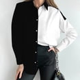 thumbnail image 2 of Collared Tops Women Color Block Button-Down Shirts, Womens Long Sleeves Casual Blouse High Low V-Neck Loose Tunic T-Shirt, 2 of 5