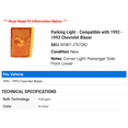 thumbnail image 2 of Parking Light - Compatible with 1992 - 1993 Chevy Blazer, 2 of 2