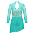thumbnail image 6 of Aislor Girls Shiny Mesh Spilce Long Sleeve Irregular Hem Dance Dress Gymnastic Leotard Figure Ice Skating Dress, 6 of 7