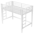 thumbnail image 4 of Leumius Twin Size Metal Loft Bed Frame, Loft Bed with Easy Climbing Ladder and Guardrails for Kids Teens Adults White, 4 of 9