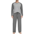thumbnail image 5 of MINTREUS Men's Pajama Set Lightweight Sleepwear Long Sleeve Shirts and Bottoms Soft Comfy Pjs with Pockets, 5 of 6
