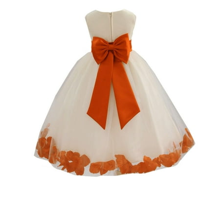 

Ekidsbridal Wedding Pageant Rose Petals Ivory Tulle Junior Bridesmaid Toddler Dress Summer Easter Dress First Communion Clothing Holiday Recital Dress Princess Formal Occasions 302T Flower Girl Dress