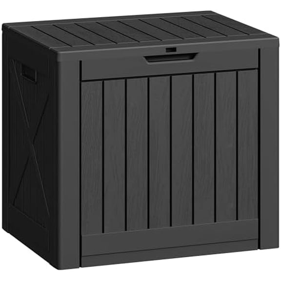 40 Gallon Resin Deck Box, Waterproof Outdoor Storage Box Lockable for Patio Furniture Cushions and Garden Tools (Black)$$Garden & Patio