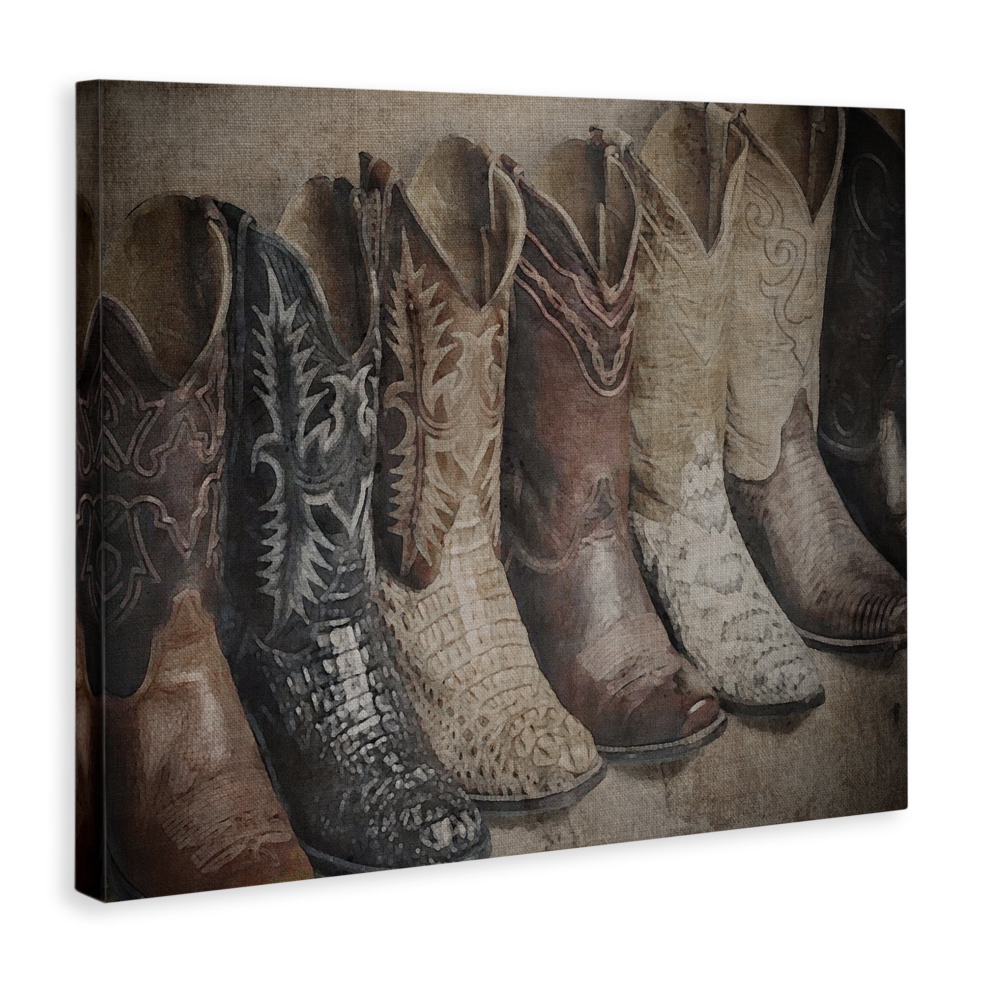 Stupell Industries Texan Lineup Boots Beauty & Fashion Photography Gallery Wrapped Canvas Art Print Wall Art, 48 x 36