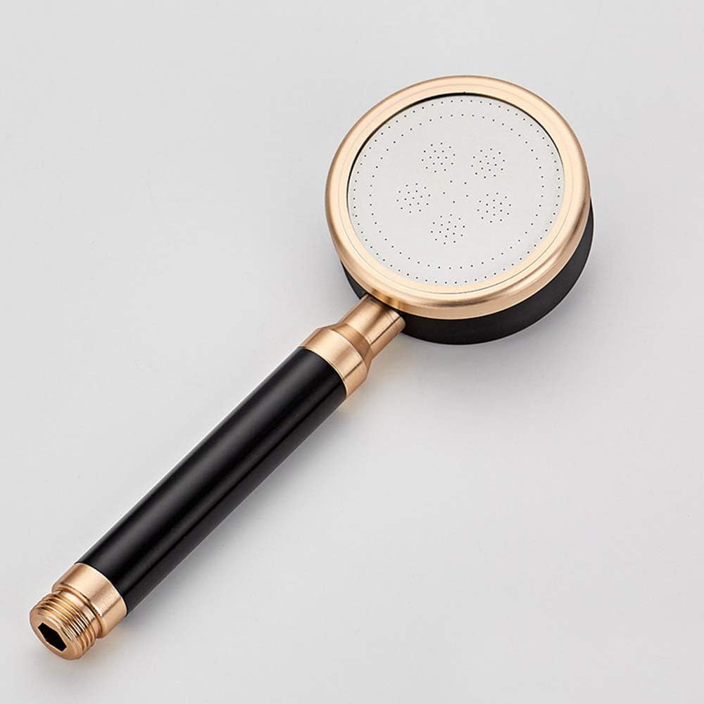 Handheld Shower Head Space Aluminum Pressurized Boost Spray Round Rain Shower Nozzle Bath Showerhead,Black
