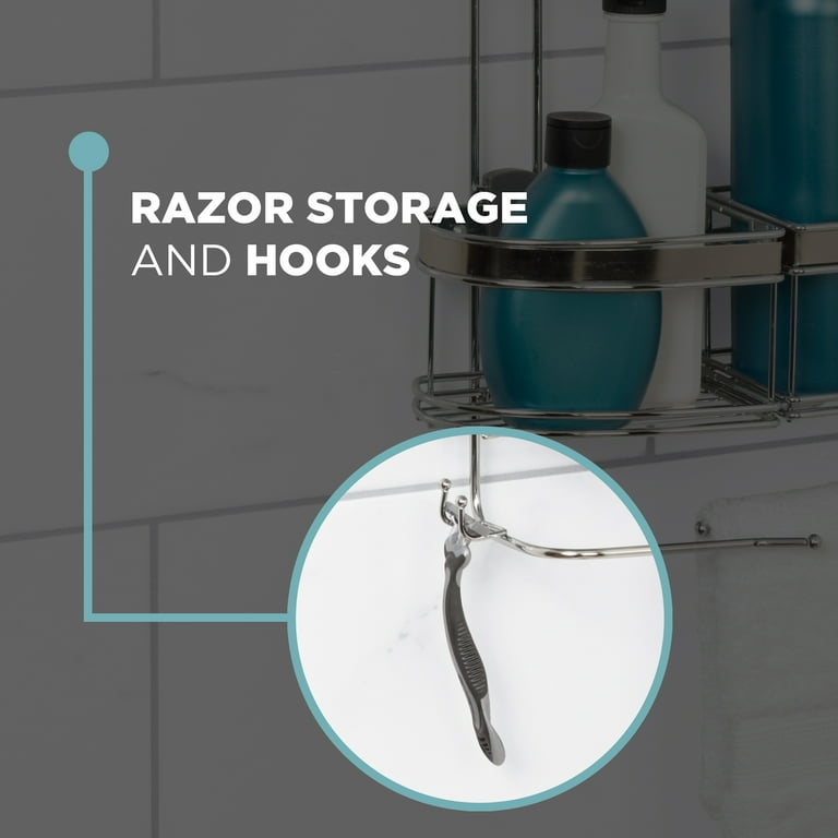 Zenna Home Hanging Shower Caddy, over the Shower Head Bathroom Storage,  Rustproo