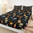 thumbnail image 3 of Manfei Cute Dinosaur Astronaut Twin Sheet Sets,Cartoon Rocket Planet Twin Fitted Sheet,Kawaii Stars Print Flat Sheet For Boy,Ultra Soft Home Decor,3 Pieces, 3 of 7