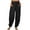 Black, variant on XFLWAM Women Fashion Solid Loose Harem Pants Capri Baggy Pants Casual Linen Long Pants Brown M
