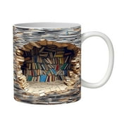 witspace Visual 3D Effect Bookshelf Mug - Library Bookshelf Mug, Book Lovers Coffee Mug - Cool Bookish Gifts for Readers, Novelty Gifts for Christmas Birthday Men Women Friends