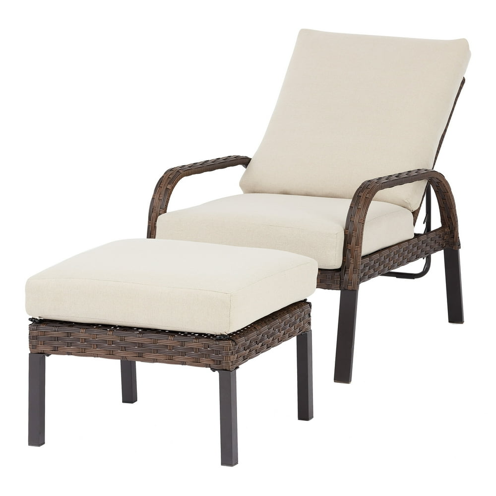 Mainstays Tuscany Ridge Reclining Chaise Lounge with Ottoman, Multiple Colors - Walmart.com 